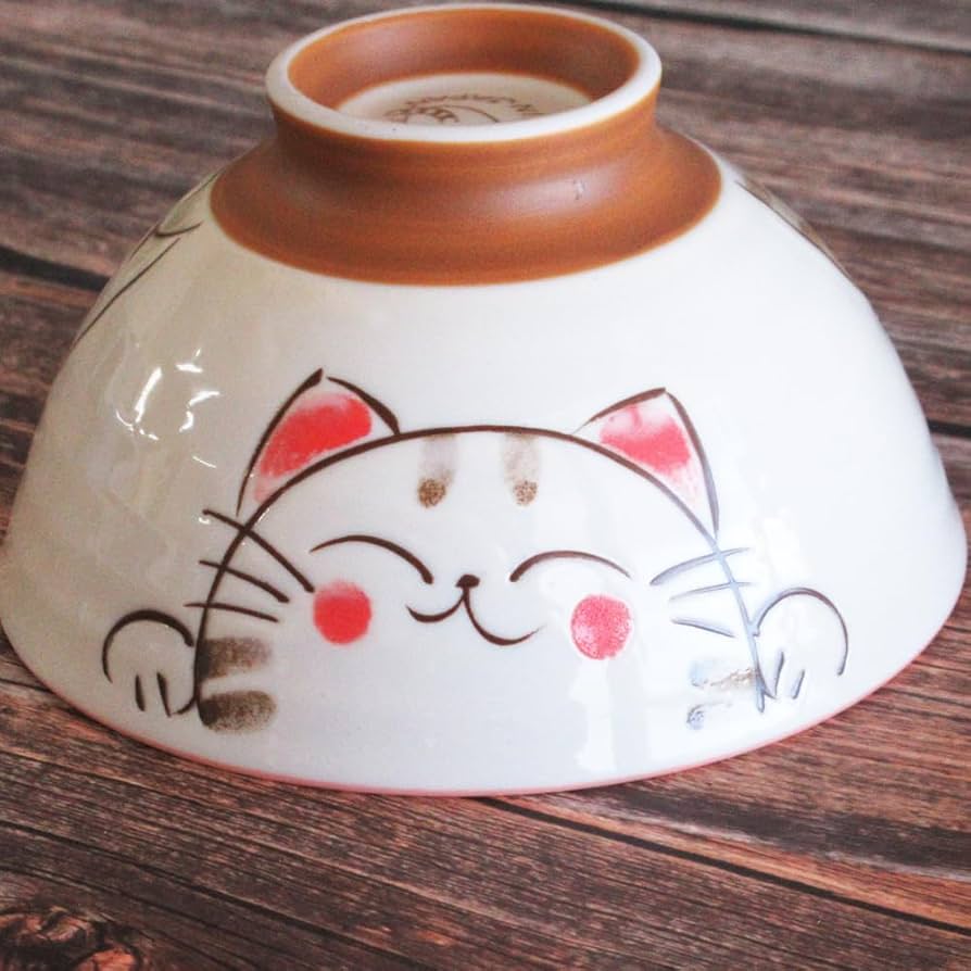 Amazon | ご飯茶碗 陶器 粉引ミケ猫 中平 和食器 美濃焼 業務用